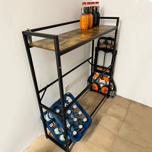 2단 독립형 스틸 음료 상자 선반 랙 물 맥주 와인용 병따개 욕실 또는 거실 수납용 - Product Image 5