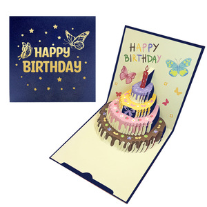 Biglietto d'<span class=keywords><strong>auguri</strong></span> 3D Pop-Up con Luce LED e Musica, Biglietto a Forma di Torta Fatto a Mano, Biglietto Personalizzato per Regalo di <span class=keywords><strong>Compleanno</strong></span> - Product Image 3