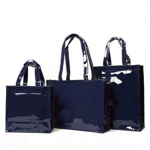 Custom Logo Summer Printed Tote Bag <b>Letter</b> Printing <b>Mirror</b> Face Blue Pu Pvc Shoulder Bag Jelly Travel Shoulder Beach Bags - Product Image 1