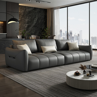 Canapé modulable italien en cuir, ensemble de meubles de salon doux et confortables pour l'extérieur