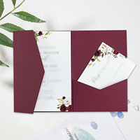 Élégantes cartes d'invitation de mariage de poche 5x7 en papier nacré découpé au laser, pliées en trois, avec enveloppes pour événement de douche nuptiale