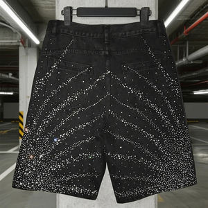 Verano moda Streetwear Essentials Shorts diseñador personalizado Vintage Baggy Jeans Shorts hombres lujo Rhinestone Denim Shorts - Product Image 2