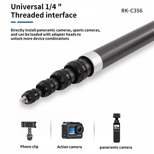 ไม้เซลฟี่แบบหมุนได้3เมตรแบบพกพาไม้เซลฟี่แท่งไฟที่จับไม้เซลฟี่คาร์บอนไฟเบอร์กล้องโทรทรรศน์กล้องโทรศัพท์ - Product Image 2