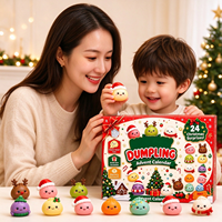 Calendrier de l'Avent pour Enfants Noël 24 Jours Boîte Surprise Matériau TPR Jouet Anti-Stress Mochi Squishy pour Enfants de 2 à 14 Ans
