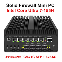 Solid Firewall Mini PC Ultra 9 185H 7 155H 4x/2x 10G SFP 6*2.5G LAN In-tel VPro Thunder-bolt 4 2xNVMe Proxmox Home Server