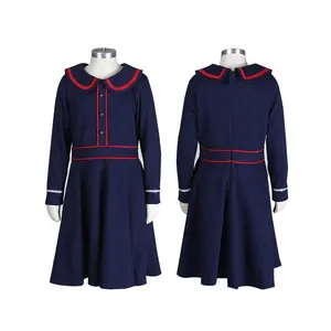 Factory Free Designs School Uniforms Autumn Fashion Girls Long Sleeve Dress