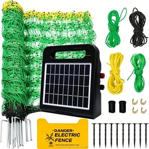 Électrificateur solaire <span class=keywords><strong>pour</strong></span> clôture de pâturage combiné avec <span class=keywords><strong>filet</strong></span> de clôture <span class=keywords><strong>pour</strong></span> système de pâturage rotatif des bovins et des chevaux - Product Image 1