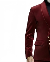 Veste de Costume Formelle Rouge Bordeaux Luxe Élégante Coupe Slim Douce pour Soirée