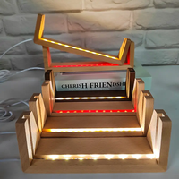 Lampe de Nuit LED 3D en Forme de U Personnalisable à Lumière Chaude pour Bureau, Cadre Photo Commémoratif à Base en Bois avec Panneau Photo en Acrylique pour Sublimation