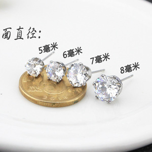<b>Stud</b> <b>Earrings</b> Zircon Claw Setting Zinc Alloy Minimalist Unisex Fashion Jewelry Dongguan Origin - Product Image 2
