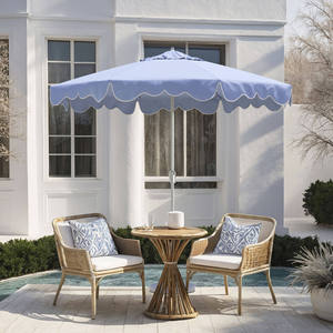 Large Scalloped Fringed Pool Umbrella Custom Logo OEM Aluminum Crank Handle Bali Tassel Terraza Garden <strong>Parasol</strong> Patio <strong>Table</strong> - Product Image 6