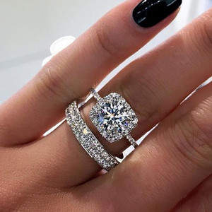 Set di Anelli per Coppie con Zirconi Incastonati, Gioielli Scintillanti per Matrimonio e Moda Femminile - Product Image 2