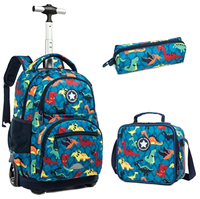 Mochila escolar con ruedas de buena calidad para adolescentes, bolsa de viaje, equipaje con patrón de animales, mochila con ruedas para niños