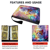 Vente en gros d'albums pour cartes à collectionner, 400 cartes, reliure en cuir PU, 4 pochettes, 3 anneaux, fermeture éclair, pour collection TCG