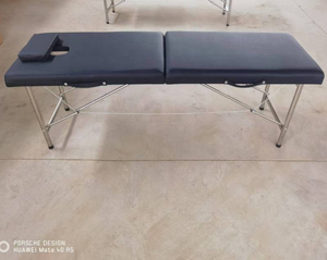 <b>Folding</b> Massage <b>Table</b> PU Leather <b>Metal</b> Frame Fixed Headrest Minimalist Design Salon Furniture Commercial Use - Product Image 3