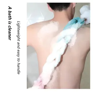 Éponge de douche en maille douce en PE, exfoliante naturelle, brosse dorsale, boule moussante, nettoyant corporel pour le bain - Product Image 6