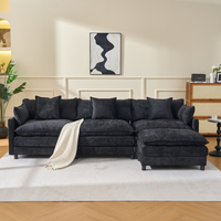 [Stock US] Canapé modulaire en chenille moderne de 108 pouces, livraison rapide, canapé d'angle en forme de L avec ottoman pour appartement et hôtel