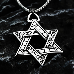 Men's Stainless Steel Double-Sided <b>Star</b> Pendant Necklace Geometric Punk <b>Design</b> Fashion Jewelry - Product Image 4