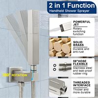 Système de douche à DEL, panneau thermostatique de luxe avec jets de corps, pomme de douche à main et à cascade, finition nickel brossé