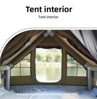 Tente de glamping gonflable à colonnes d'air 12 m² 2 chambres 1 lit double couche 4 saisons imperméable grande luxe pour camping familial en extérieur
