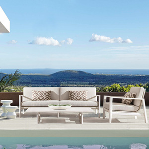 Ensemble de meubles d'extérieur en alliage d'aluminium pour patio, villa, jardin, table basse de loisirs, hôtel, complexe hôtelier, résistant aux intempéries et imperméable - Product Image 1