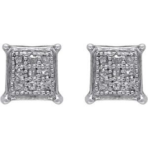 Pendientes de Diamantes Naturales de 0.15 Quilates, Corte Redondo, Chapados en Rodio, Plata de Ley 925, Color G-H, Claridad I, 7 mm, para Uso Diario de Mujer - Product Image 2