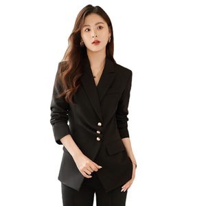 Women's Yellow Suit Set Autumn Casual Korean Style Full Sleeve Polyester Fiber Worsted Fabric - Product Image 5