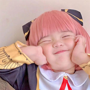 Espion famille perruque pour enfants Ania Anime Cosplay rose soigné frange Simulation vague tête perruque couverture - Product Image 4