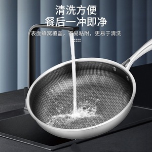 Sartén de acero inoxidable antiadherente con diseño de panal, redonda de 12 pulgadas, para cocinas de inducción y de gas, ideal para freír bistecs y panqueques. - Product Image 2