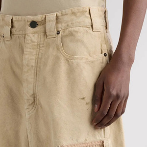 Tùy Chỉnh Người Đàn Ông Của Y2K Hip Hop Vá Denim Baggy Jeans Bẩn Rửa Quần Cổ Điển Dây Kéo Bay 100% Cotton 13 Oz Đau Khổ - Product Image 5