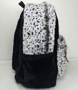 <b>Leopard</b> Print Patchwork Soft Faux Fur <b>Backpack</b> for Sutdent Women Men Plush <b>Backpacks</b> Mochilas Para Mujer - Product Image 2