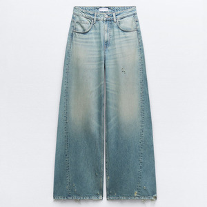 <span class=keywords><strong>Jeans</strong></span> da Donna Stile Boyfriend Vintage Hip Hop Sexy, Lavaggio Blu Effetto Usurato, <span class=keywords><strong>Vita</strong></span> <span class=keywords><strong>Bassa</strong></span>, Gamba Super Larga, Modello Baggy, Produzione OEM all'Ingrosso - Product Image 2