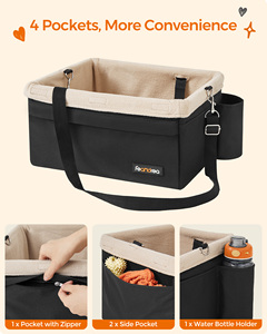 Siège surélevé multifonctionnel pour chien Feandrea, lavable, chaud, lit de voyage pour chien, siège de voiture pour chien avec poche de rangement - Product Image 4
