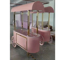 Nouveauté 2021 : chariot à friandises pour fêtes, chariot à fleurs rose pour mariage