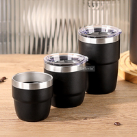 HIGHWIN Tasse à café en acier inoxydable multicapacity Anti-fuite Gobelet à café réutilisable à double paroi pour boissons glacées et chaudes