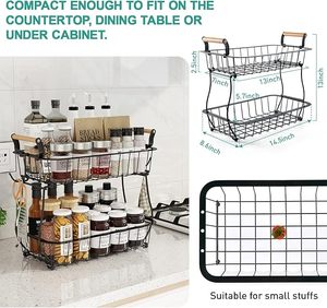 Hot Selling Detachable Metal <strong>Table</strong> 2-tier Countertop Fruit Vegetables <strong>Basket</strong> Hotel Fruit <strong>Baskets</strong> for Kitchen - Product Image 3