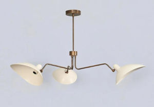 Lustre Sputnik en laiton fait main, style moderne du milieu du siècle, luminaire suspendu à 3 lumières - Product Image 4