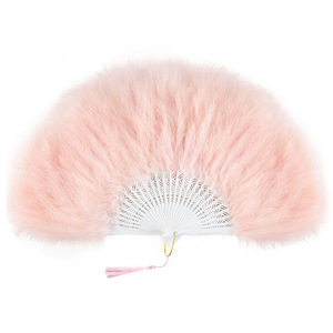 Éventails <span class=keywords><strong>en</strong></span> plumes de marabout turques détachables, blancs teints, grand format, pour femmes, idéaux pour la danse, les mariages, les costumes, les spectacles et la décoration de fêtes du thé. - Product Image 1