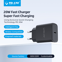 Pengisi Daya Cepat USB C PD 20W Satu Port Tipe C Charger Dinding Colokan EU Adaptor Perjalanan Pengisian Cepat untuk Ponsel