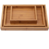 Bambou Rectangulaire Plateau De Rangement Ensemble Cuisine Table Basse En Bois Restaurant Bar Petit Déjeuner Plateau De Nourriture