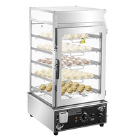 Pemanas Makanan Bun Listrik Komersial Tahan Lama dari Baja Anti Karat & Kaca Temper 1200W dengan 5 Rak untuk Dapur Restoran