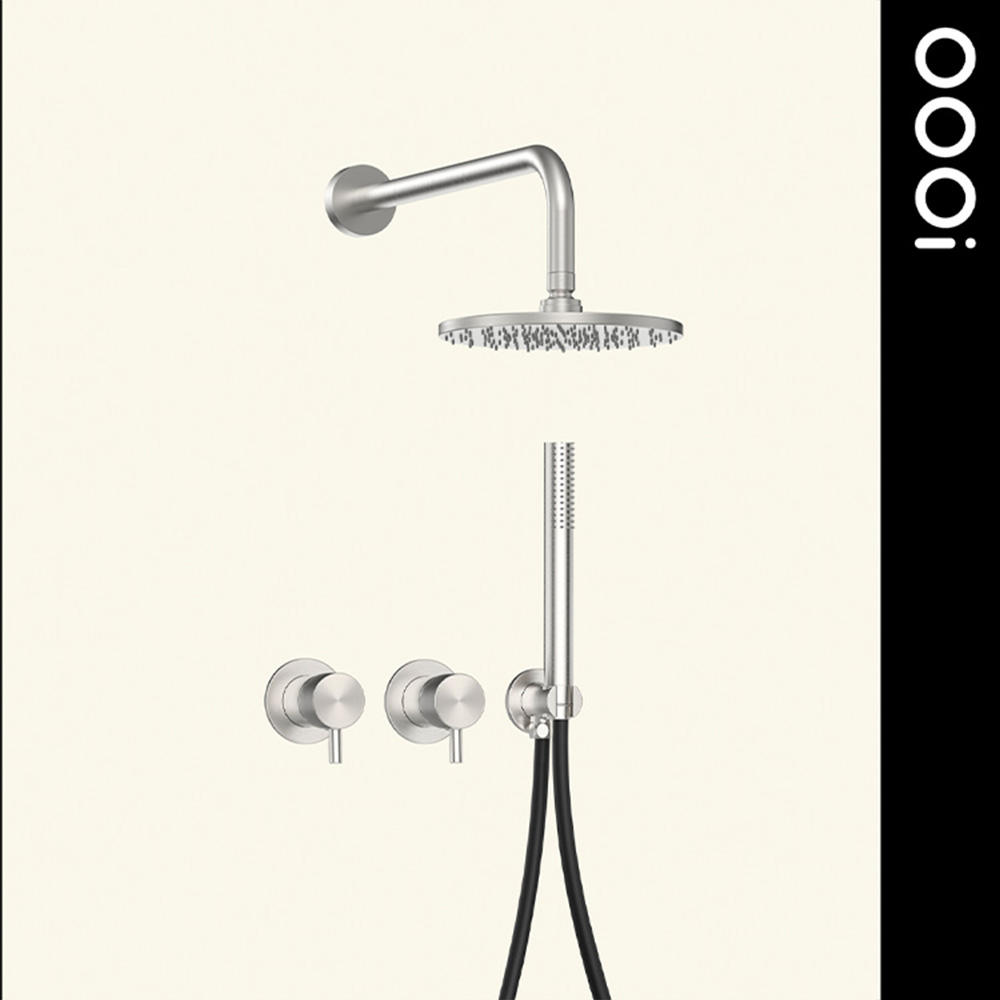 8'' Brushed nickel/ with black silicone hose