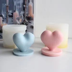 Soap Night Lamp Silicone Mould Epoxy Resin Heart Shaped Scented Candle Mold With Base Household Decoration Accessories