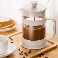 Cafetière à piston portable 350 ml 1000 ml en verre résistant à la chaleur pour camping, avec filtre en acier inoxydable 304, écologique et sans BPA