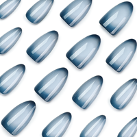 Faux ongles à presser ombrés bleu-gris, finition velours mat, pour manucure en salon, vente en gros et au détail 4585