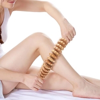 Bâton de massage manuel en bois à 12 billes pour le dos et le corps, pour la santé