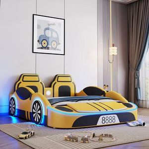 Letto per Bambini a Forma di Auto da Corsa Design Multifunzionale con Vano Portaoggetti e Sponde di Sicurezza Salvaspazio Letto Singolo per le <span class=keywords><strong>Camerette</strong></span> dei Ragazzi - Product Image 4