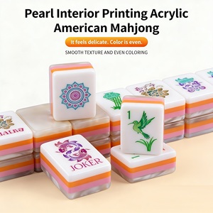 Tuiles de Mahjong en Acrylique Haute Transparence Innovantes de 160 Pièces, Placage Nacre 4 Couches, Anti-Décoloration et Anti-Usure, Optimisées pour le Voyage, Gratuites - Product Image 1