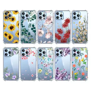 Valentine's day Sunflower flower clear TPU Phone Case For iPhone 15