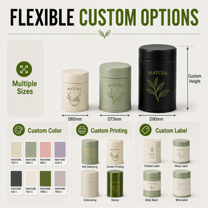 Tin de matcha personalizado de 30g, reciclable, sin pintar, con doble tapa y sello de aluminio, para etiquetaje privado de té y - Product Image 3
